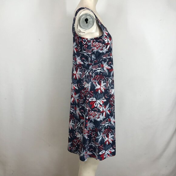 COLUMBIA PFG - WOMEN'S MEDIUM - RED & BLUE SLEEVELESS FLORAL SUMMER DRESS - Picture 4 of 9